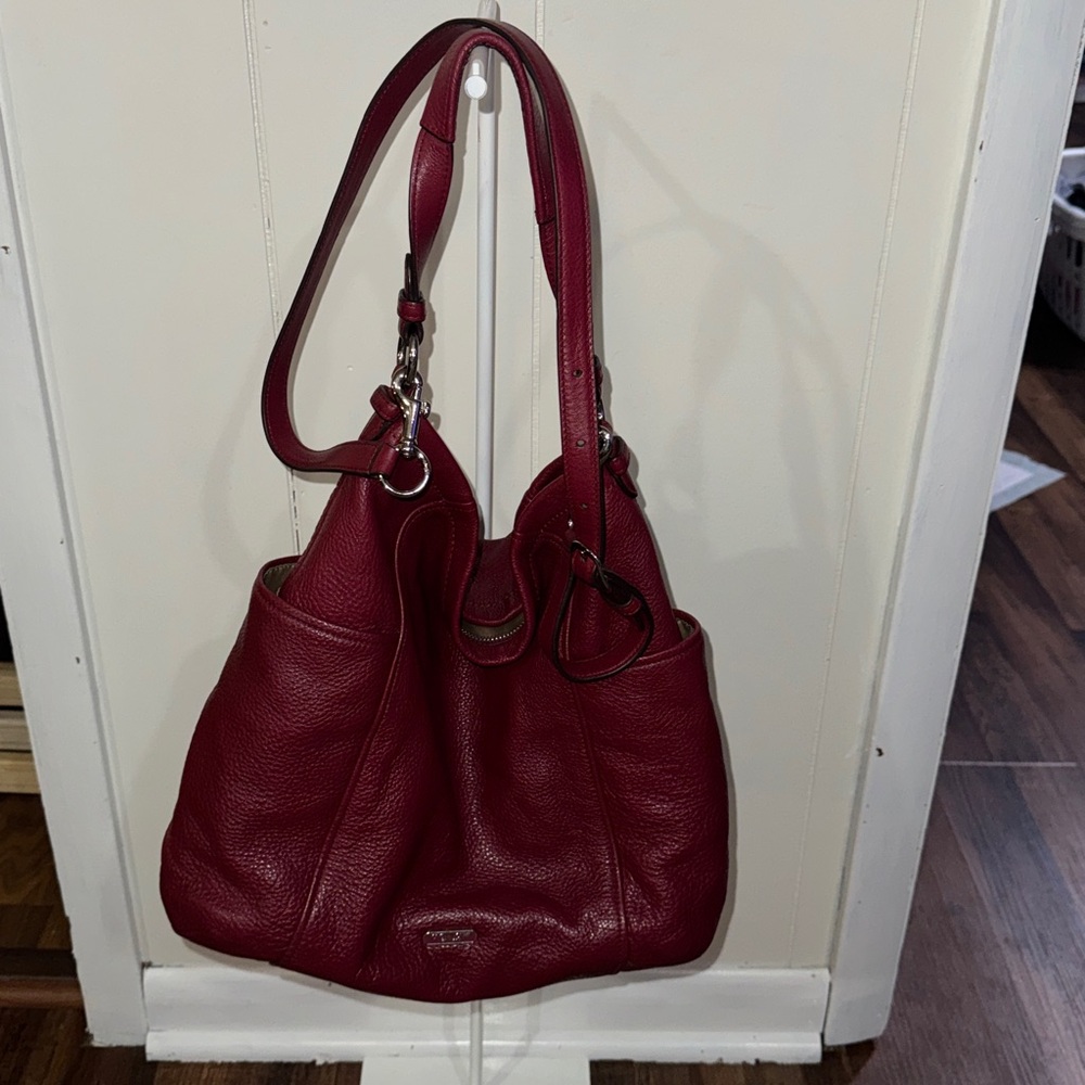 Coach Merlot Pebble Leather Zip Top Park Hobo Shoulder Bag